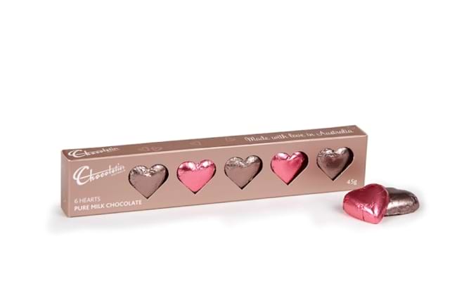 Chocolatier Australia Solid Milk Chocolate Hearts 45g